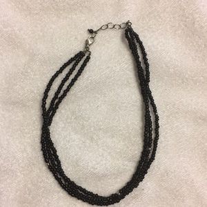 Silpada onyx and silver triple strand necklace